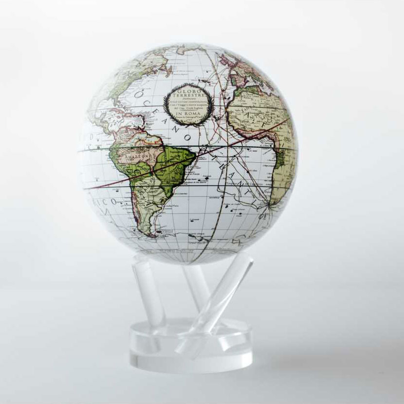 6" Cassini Terrestrial (White) MOVA Globe with base